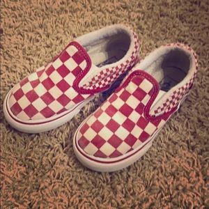 Boys Red Checkered Vans. Slip Ons Size 9